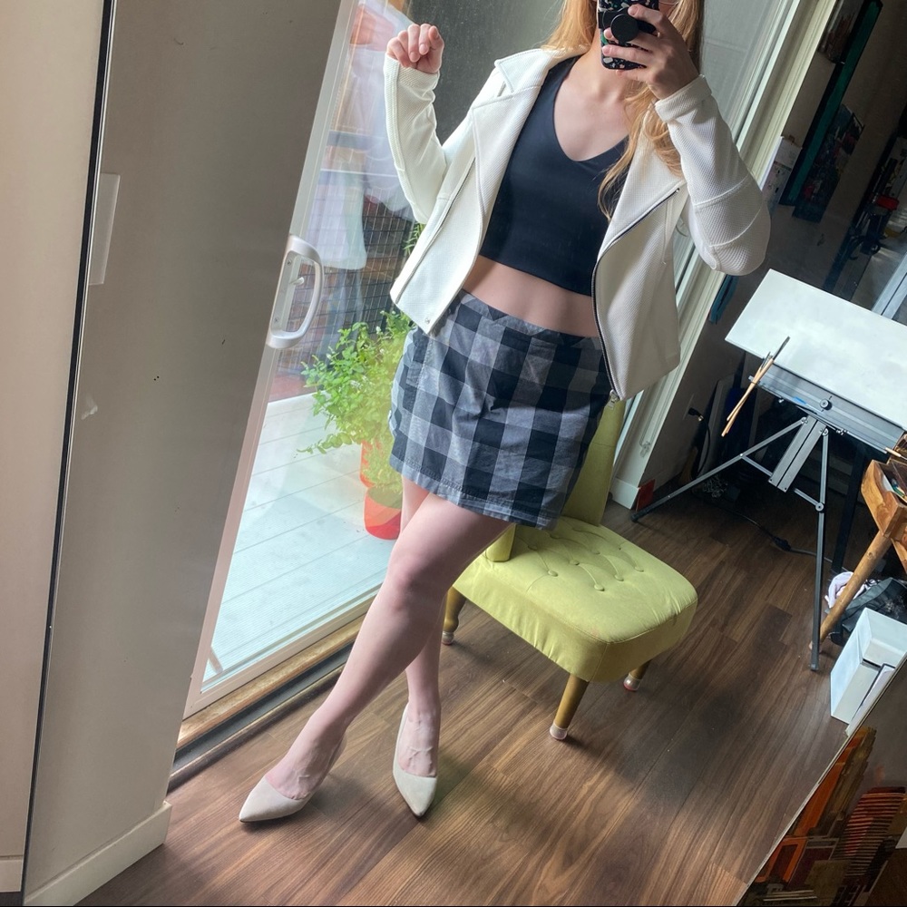Esprit black and grey plaid skort